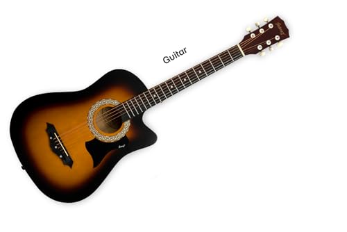 Image of JUAREZ 38 Inch Cutaway Acoustic Guitar with Pick Guard | ABS Neck & Fingerboard | Linden Wood Body | Steel Strings | 3TS Sunburst | Acoustic Guitar for Beginners, JRZ38CAB-3TS