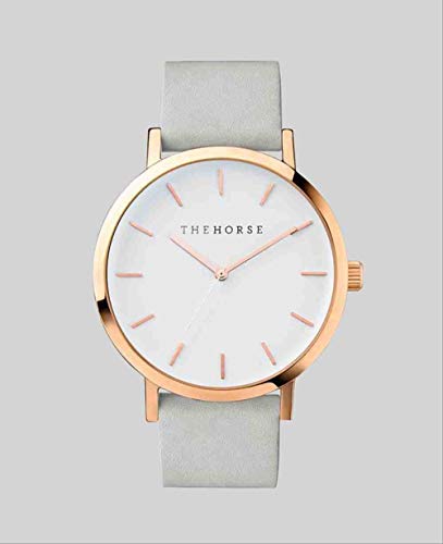 DECTN Armbanduhr Neue einfache und stilvolle Herren- und Damengürteluhr Horse Watch 4 Sgin Shell White-Grey Belt