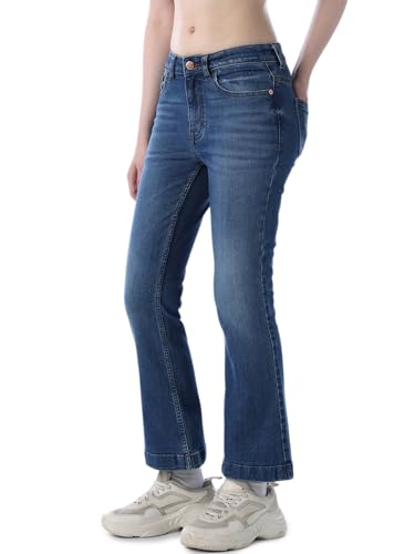 Image of ONLY Women's Solid Flared High Rise Black Jeans