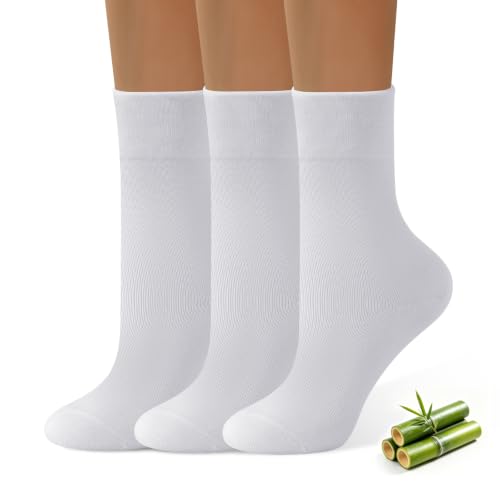Image of ANDERE ARTE Womens Viscose Bamboo Crew Socks Casual Calf Dress Socks Soft Above Ankle Sock 3-5 Pairs