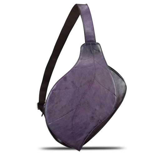 IVTG Genuine Leather Sling Bag for Women Vintage Real Leather Sling Backpack Fashion Shoulder Crossbody Bags Chest Bags