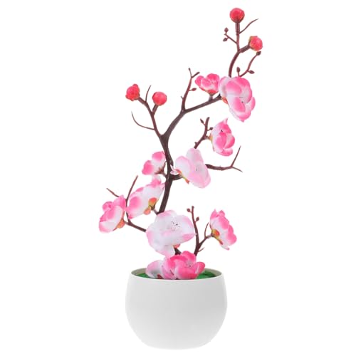 STOBAZA Artificial Potted Plant Artificial Plum Flowers Faux Plum Arrangement Artificial Flowers Indoor Artificial Flowers for Home Decor Fake Potted Plants Ornament Fake Flowers