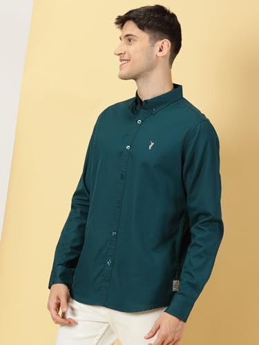 Image of Thomas Scott Men's Cricket Club Collection Classic Regular Fit Twill Shirt | 100% Cotton Long Sleeve Solid Shirt with Button Down Collar (Available in Plus Size)