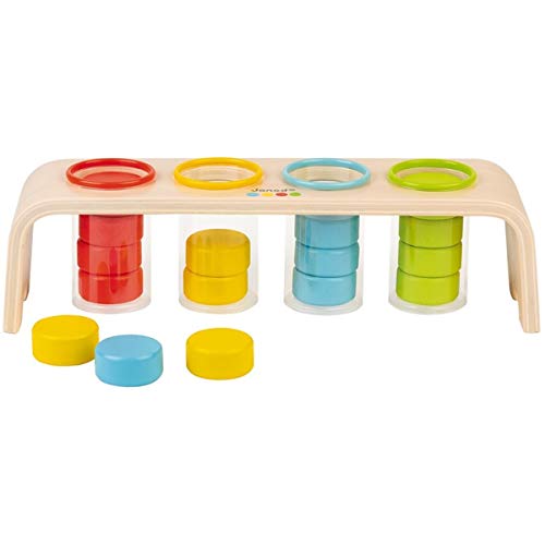 Janod Essentials Color Sorting Game – Wooden Puzzle with 12 Different Pattern Cards – Ages 2+ Years - J05066