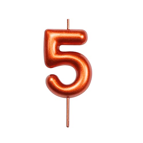 DERVENTA Brown Number 5 Candle 2.36 Inch Party Cake Decoration