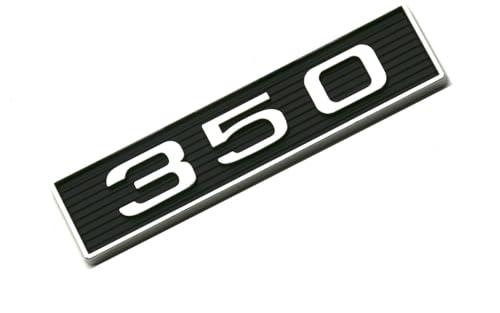 Image of 2Pcs 350 Emblems 350ci 5.7L Block Engine Hood Scoop Badge 3D Decals Stickers Cars Trucks (Chrome Black)