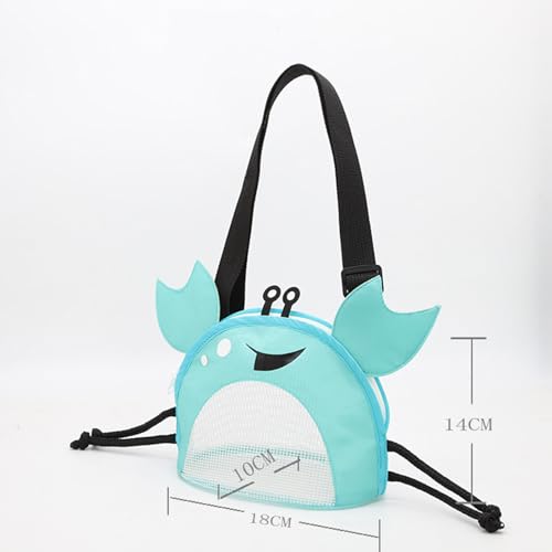 Image of Crab-Shaped Mesh Beach Toy Bag with Adjustable Shoulder Strap - Fun and Functional Sand Toy Storage for Kids