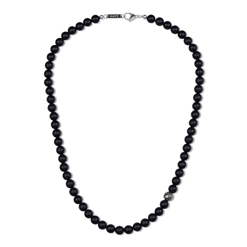 GAVU Collier Pierre Noire, Collier Onyx Homme, 50cm