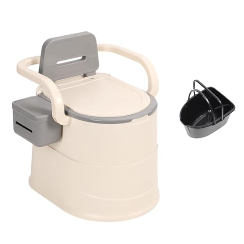 Jopsavm ベッドサイド便器トイレチェア、洋式 簡易トイレ、多機能ポータブルトイレ 手すり付き 、 組立不要 、抗菌便座、 仮設トイレ、 防災トイレ、 妊婦さんやお年寄りの寝室にも最適 (屋内専用,グレー)