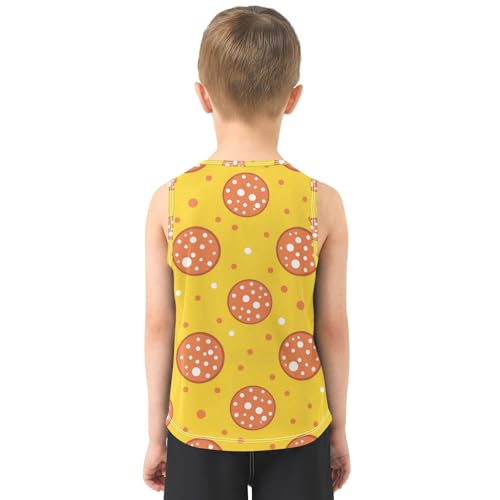 J JOYSAY Cartoon Pizza Yellow Boys Tank Top Sleeveless Muscle Shirts Quick Dry Sport Workout Active Kids T-Shirts 3-15T3