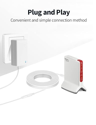 Lonnky 2 Meter DC Verlängerungskabel für AVM Fritz!Box 7590, 7580, 7582, 7560, 3490, 6590, 6490, 6430, 4040, 4020 und Telekom Speedport Smart, 5,5 mm Netzteil Verlängerungskabel