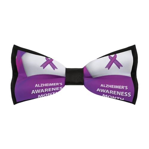 JYYAU Alzheimer’s Disease Awareness Month Bow Tie Adjustable Necktie For Men Business Fashion Pre-tied Tie Neckwear Novelty Accessory For Weddings Party Festival