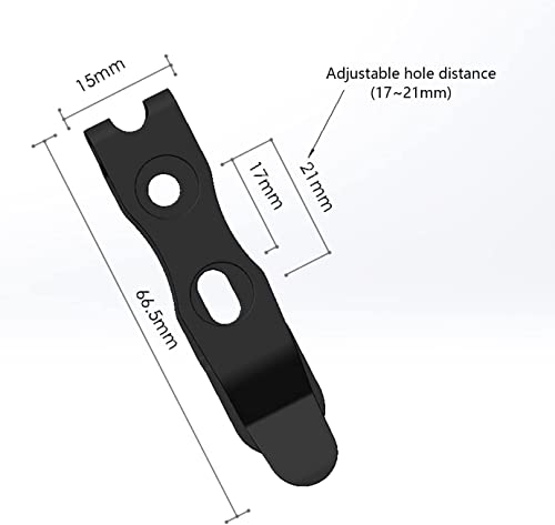 Harnds Clip-Zubehör für Messerscheide, 66.5mm Gürtelclip für Scheide, Befestigungslochabstand von 17-21mm, Messerscheide-Zubehör 2 Pack (Schwarz)