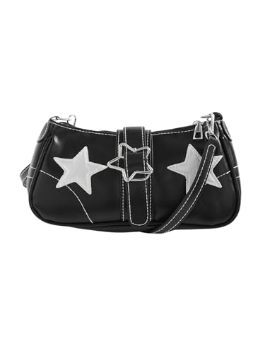 Image of Verdusa Women's Y2K Punk Shoulder Handbags Star Pattern PU Leather Underarm Bag Black One-Size