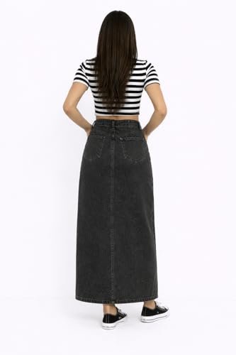 Image of ODDMONKEY Women High Waist Denim Skirt | Skirt for Women | Long Straight Fit Skirt |Long Skirt for Women