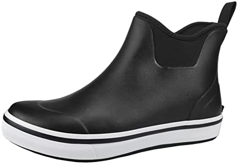 SYLPHID Ankle Deck Boots for Men Waterproof Rain Shoes Neoprene Rubber Footwear for Gardening Fishing Hunting and Camping