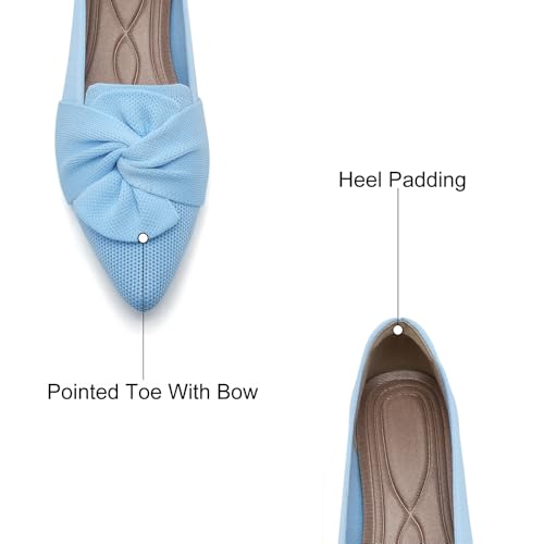 Image of HIULYCENCE Flats for Womens Pointed Toe Ballet Flats with Bow Comfortable Knit Dressy Flats