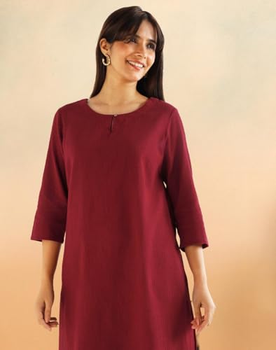 Image of Fabindia Women's Cotton Solid Long Kurta