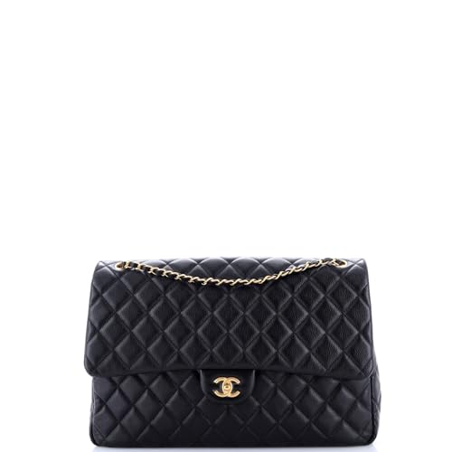 Pre-Loved XXL Travel Flap Bag Quilted Caviar Small, Black