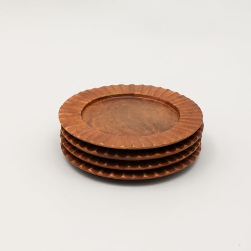Plato cargador artesanal de madera 13 pulg color chocolate miniatura 6