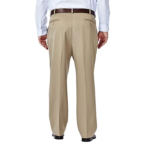 Haggar Men's Cool 18 Classic Fit Flat Front and Pleat Front Hidden Expandable Waistband Pant Big and Tall Sizes3