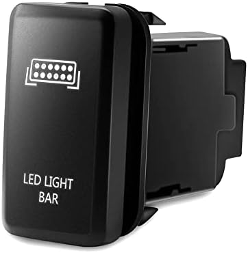 MICTUNING Backlit Led Light Bar Symbol Push Button with Wiring Kit On-off Switch Replacement for Toyota (White, Surface Size 1.54 x 0.83 inches) - M0810-T-LLBW