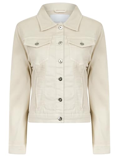 Feather Women's Stretch Cotton Denim Jacket in Ivory - Amara Reya - 12