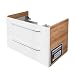 Produktbild FACKELMANN Milano Waschbeckenunterschrank mit Schubladen  Unterschrank für Waschtisch im Bad (80 cm x 49,5 cm x 48 cm)  Badschrank hängend in Weiß mit Holz braun