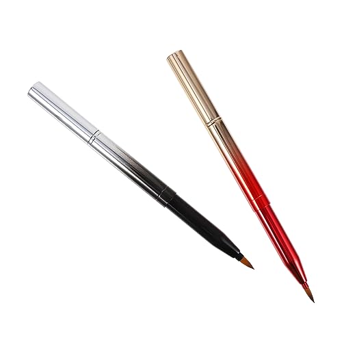 Ipetboom 2pcs Double Ended Lip Brush Retractable Makeup Applicator for Lip and Concealer Portable Dual Sides Design for Daily and Travel Use Easy to Clean Bristles Random Color