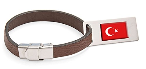 Drapeau de la Turquie souvenir unique avec étiquette cuir gravée acier