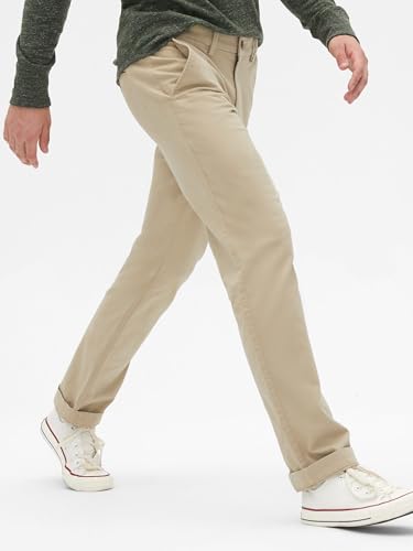 Image of Gap Men Solid Straight Fit Full Length Trousers