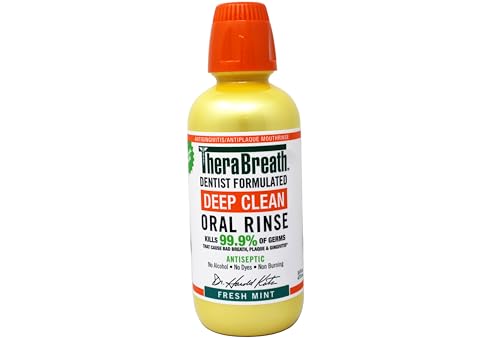 TheraBreath Deep Clean Oral Rinse Mouthwash, Kills 99.9% of Germs, Antiseptic, Fresh Mint – 16 fl oz