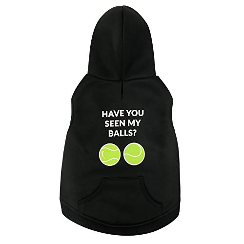 HDE Dog Hoodie Fleece Dog Sweater Hooded Sweatshirt for Large Medium Small Dogs (Tennis Balls, Medium)