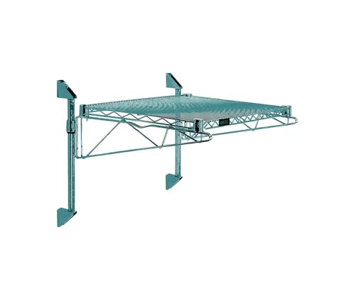 Quantum WC14-CB2424P - Soporte de pared para poste de estante único, acero al carbono, revestimiento epoxi, verde, NSF