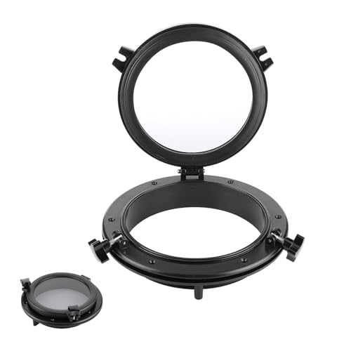 Hublot de bateau, hublot marin de 10 pouces rond noir fenêtre de stalinite de portlight universel pour le yacht de bateau de RV