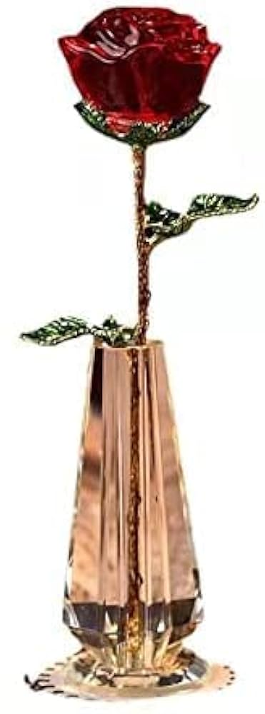 Amazon｜クリスタルローズ、クリスタルローズガラス赤いバラの花