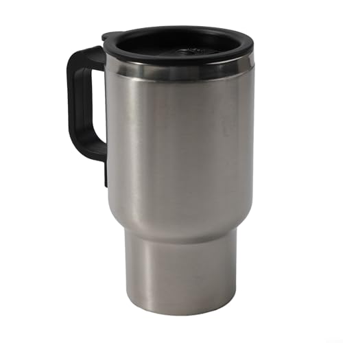 Jotekonoby Tazza elettrica per auto, 12 V, 500 ml, in acciaio inox, riscaldata, da viaggio, termica, con coperchio ermetico, anti fuoriuscite, per acqua calda, caffè, viaggi, uso domestico