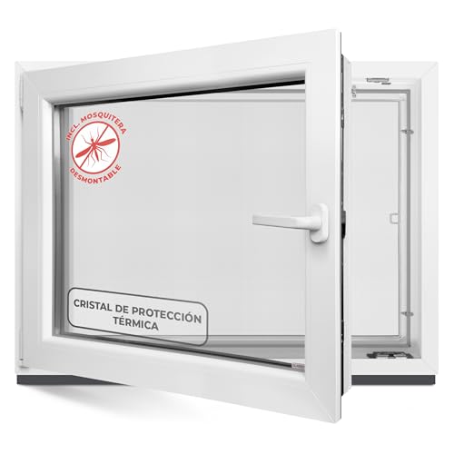 Ventana de sótano de 60 x 40 cm, doble acristalamiento, ventana de plástico, perfil de 60 mm, DIN izquierdo, 600 x 400 mm, perfecta para ventanas, cobertizos, ventanas de garaje y sótano con sistema