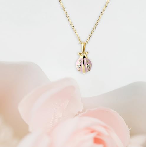 Cherished Moments' Children's 14K Gold Plated and Sterling Silver Pink Ladybug Pendant Necklace for Little Girls, Toddlers, and Kids3