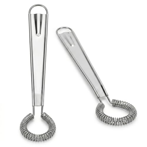 Lot de 2 Fouet Cuisine Acier Inoxydable, Mini Fouet de Cuisine Spirale, Cuillère Magique Lot de 2, Petit Batteur Manuel Inox pour Mélanger, Fouetter et Sauce...