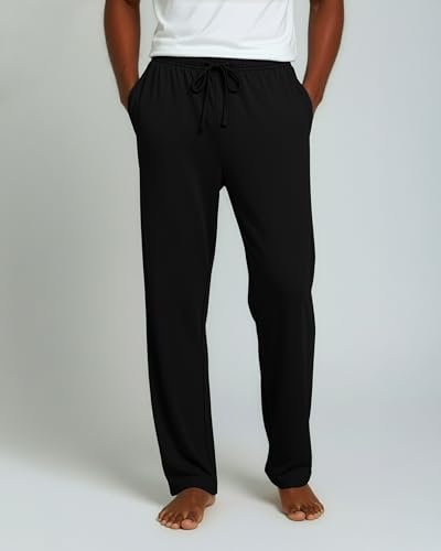 Image of Real Essentials 3 Pack: Men's Pajama Pants Soft PJ Lounge Bottoms Loungewear Pijamas Elastic Waist Pockets (Big and Tall)