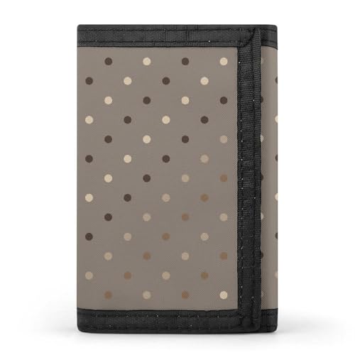 Taupe Polka Dot Print F Wallet for Men, 8 Credit Card Holder Slim Minimalist Front Pocket Small Mens Bifold Wallets