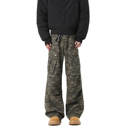 Men's Pants Workwear Camouflage Denim Loose Fit Retro High Street Spring Sport Trouser for Men