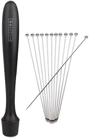 A Bar Above Plastic Muddler (12 Inch Cocktail Muddler) and Stainless Steel Cocktail Picks (Set of 12)