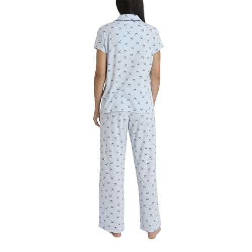 Laura Ashley Women's Pajamas 2 Piece Cotton Blend Notch Collar Button Down PJ Set2