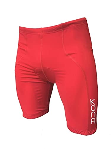 Kona Menâ€™s Triathlon Shorts with 2 Rear Pockets for Energy gels Red