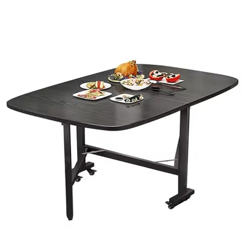 Table pliante en bois sur roues pour libérer l'espace en cuisine
