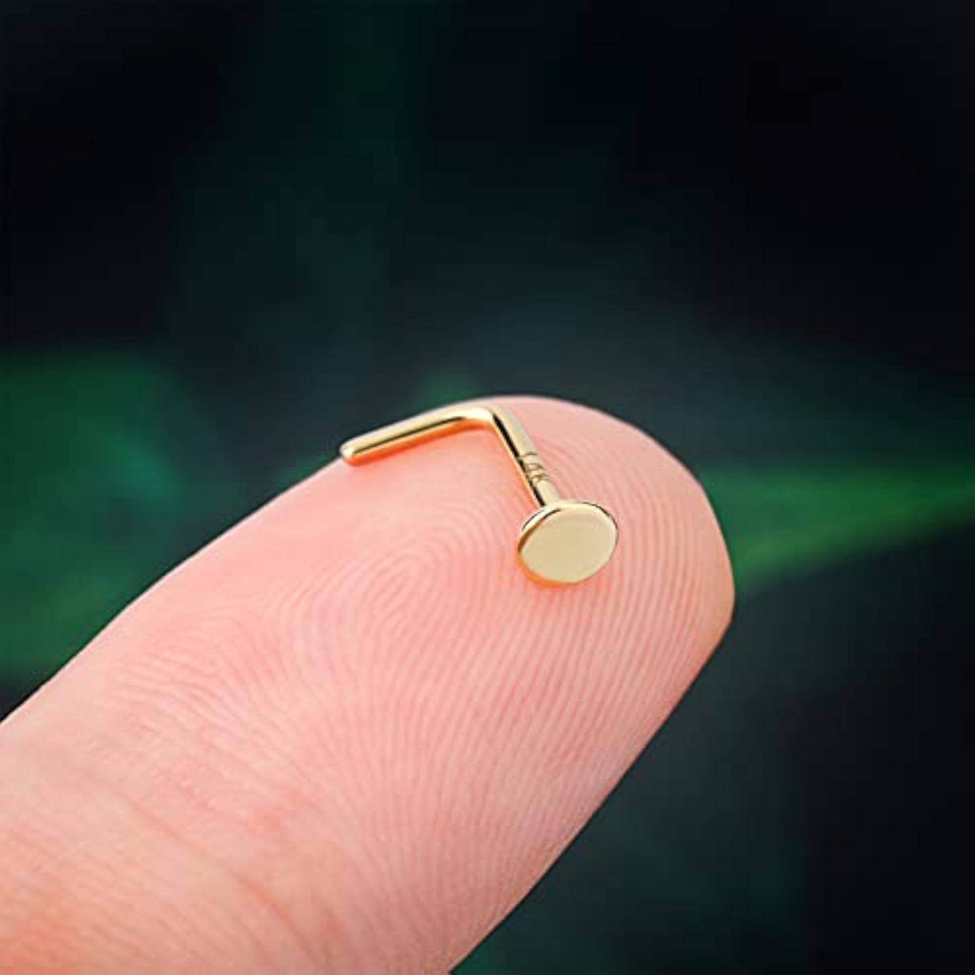 Women's 14k Solid Gold Nose Stud, L Shape Nose Ring