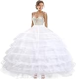 PrettyQueen Women 6 Hoop 6 Layered Petticoat White A-line Floor-Length Crinoline Underskirt for...