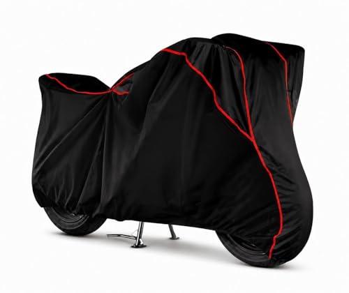 Image of Water Resistant Bike Cover Dustproof UV Protection Bike Body Cover Campatible with TVS Apache RTR 160 All-Weather Protection with Piping (Black with RED Piping)